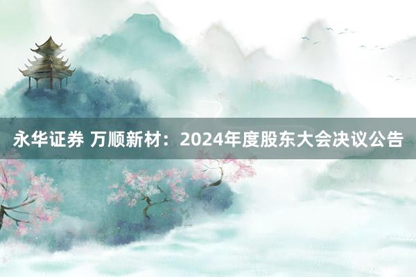 永华证券 万顺新材：2024年度股东大会决议公告